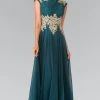 Formal Gowns Elizabeth K - GL2228 Embellished Bateau Chiffon A-Line Dress
