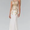 Formal Gowns Elizabeth K - GL2230 Embroidered Bateau Neck Jersey Trumpet Dress