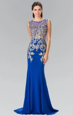 Formal Gowns Elizabeth K - GL2230 Embroidered Bateau Neck Jersey Trumpet Dress 13 Formal Gowns Elizabeth K - GL2230 Embroidered Bateau Neck Jersey Trumpet Dress