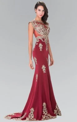 Formal Gowns Elizabeth K - GL2233 Embellished High Neck Jersey Trumpet Dress