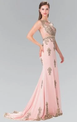 Formal Gowns Elizabeth K - GL2233 Embellished High Neck Jersey Trumpet Dress