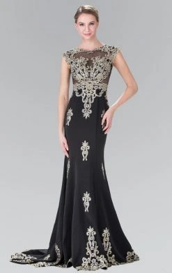Formal Gowns Elizabeth K - GL2233 Embellished High Neck Jersey Trumpet Dress