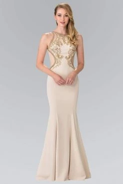 Elizabeth K - GL2237 Bead Embellished Halter Neck Gown Formal Gowns