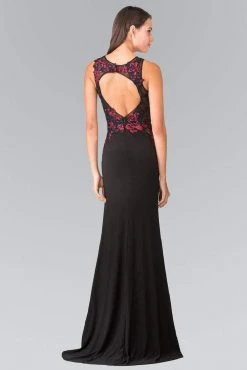 Elizabeth K - GL2238 Bead Embellished Jewel Neck Gown