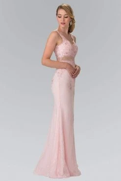 Elizabeth K - GL2240 Laced V-Neck Trumpet Gown