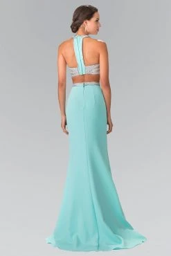 Formal Gowns Elizabeth K - GL2256 Beaded Halter Neck Two-Piece Evening Gown