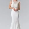 Elizabeth K - GL2257 V-Neck With Detachable Beaded Lace Top Gown