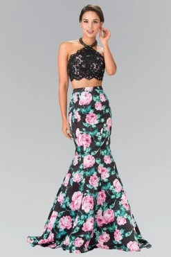 Elizabeth K - GL2259 Two-Piece Halter Mermaid Gown Formal Gowns