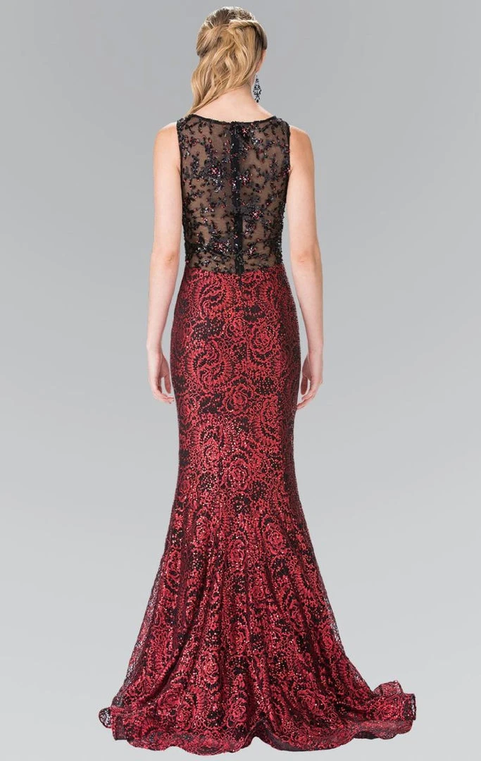 Elizabeth K - GL2268 Embellished Bateau Neck Lace Trumpet Dress 4 Elizabeth K - GL2268 Embellished Bateau Neck Lace Trumpet Dress