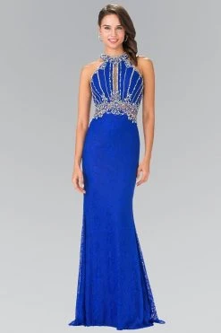 Formal Gowns Elizabeth K - GL2275 Halter Embellished Long Dress