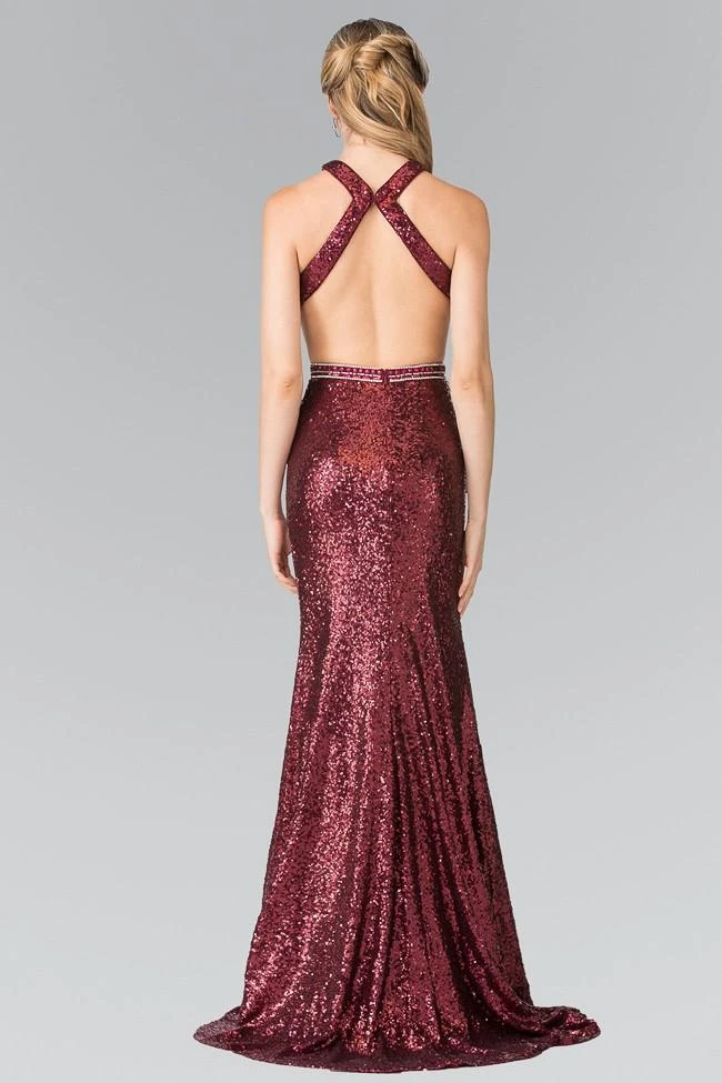 Elizabeth K - GL2278 Halter Long Dress With Slit 4 Elizabeth K - GL2278 Halter Long Dress With Slit