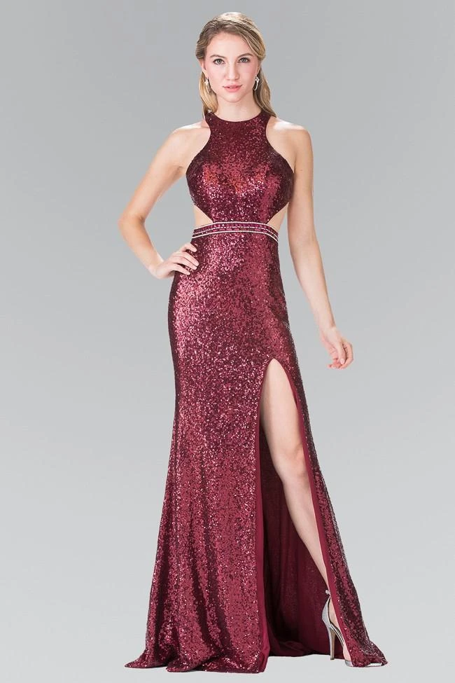 Elizabeth K - GL2278 Halter Long Dress With Slit 3 Elizabeth K - GL2278 Halter Long Dress With Slit