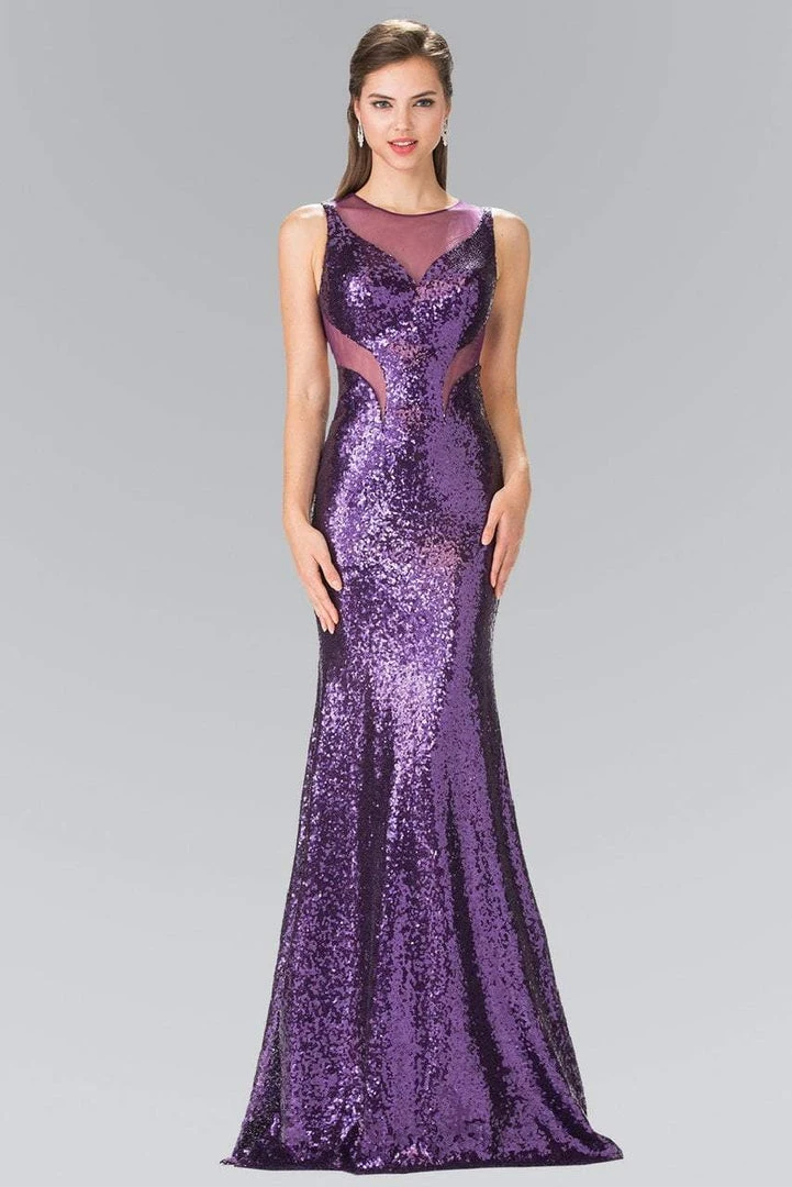 Elizabeth K - GL2292 Sequined Illusion Panel Sheath Gown 3 Elizabeth K - GL2292 Sequined Illusion Panel Sheath Gown