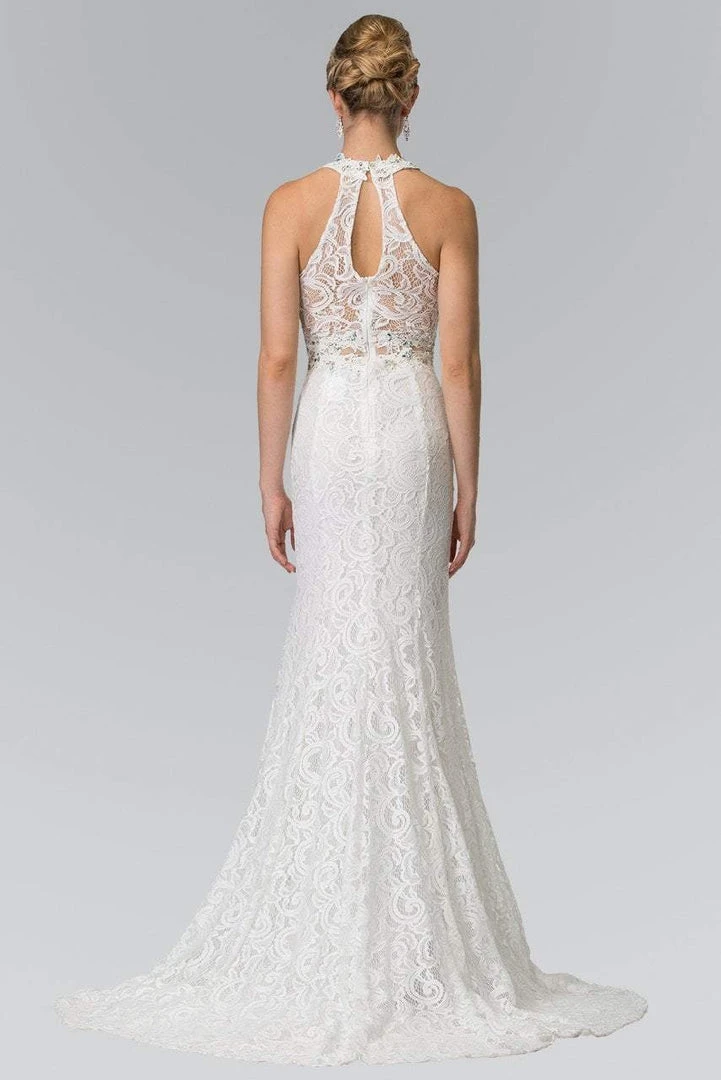 Formal Gowns Elizabeth K - GL2297 Beads Embellished High-Neck Lace Dress 12 Formal Gowns Elizabeth K - GL2297 Beads Embellished High-Neck Lace Dress