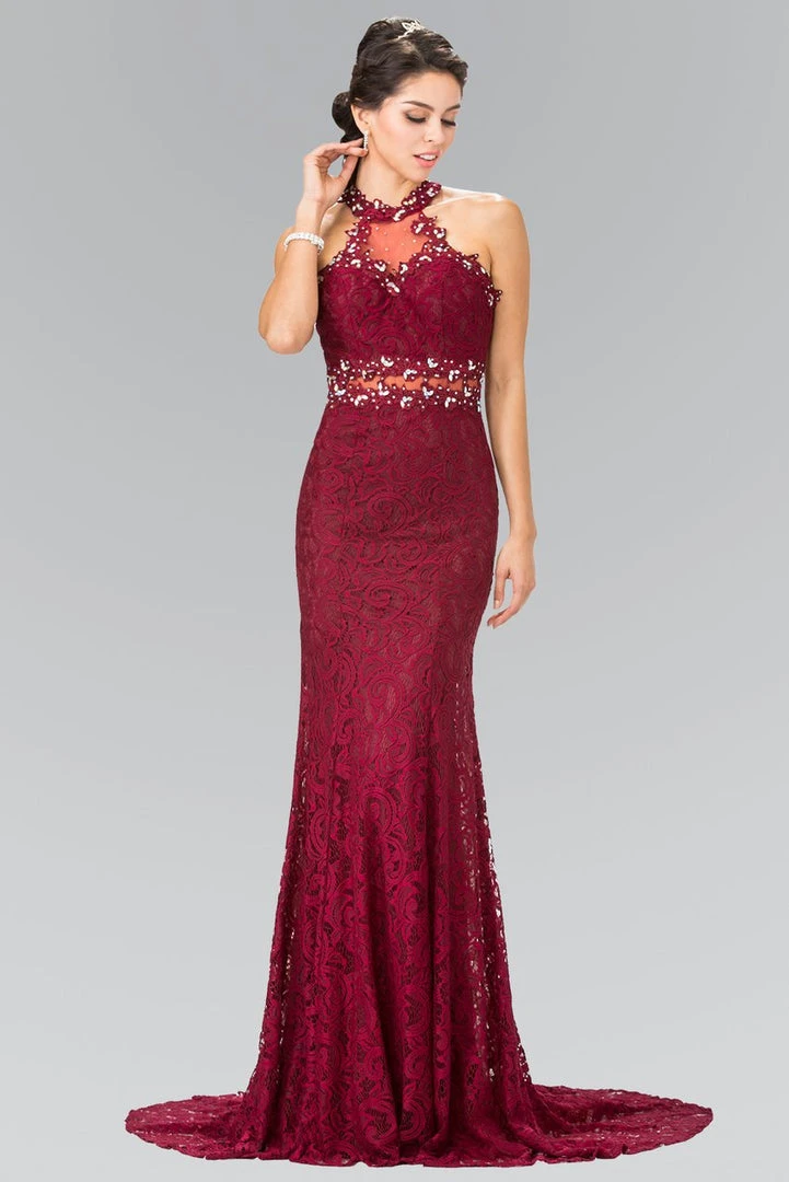 Formal Gowns Elizabeth K - GL2297 Beads Embellished High-Neck Lace Dress 5 Formal Gowns Elizabeth K - GL2297 Beads Embellished High-Neck Lace Dress