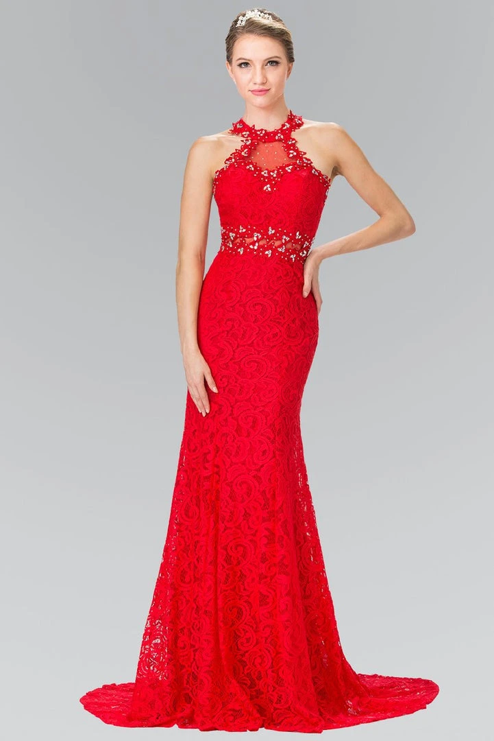 Formal Gowns Elizabeth K - GL2297 Beads Embellished High-Neck Lace Dress 7 Formal Gowns Elizabeth K - GL2297 Beads Embellished High-Neck Lace Dress