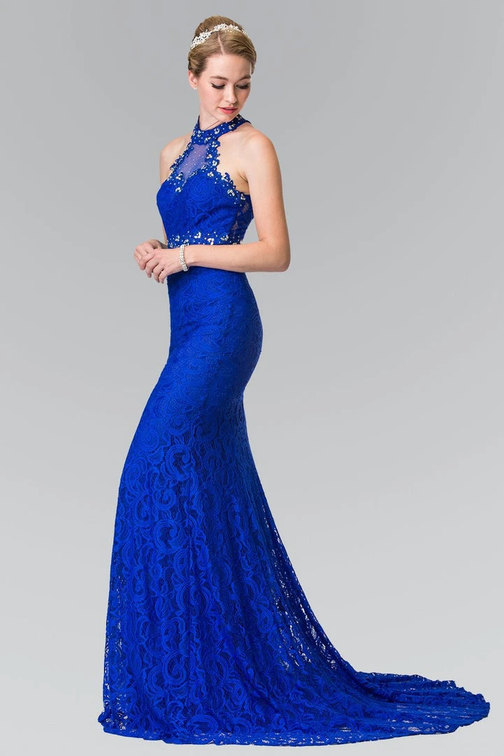 Formal Gowns Elizabeth K - GL2297 Beads Embellished High-Neck Lace Dress 9 Formal Gowns Elizabeth K - GL2297 Beads Embellished High-Neck Lace Dress