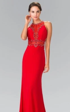 Elizabeth K - GL2298 Sleeveless Sequined Long Dress Formal Gowns