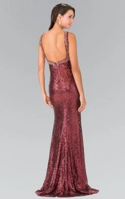 Elizabeth K - GL2301 Sequined Halter Long Gown Formal Gowns