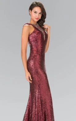 Elizabeth K - GL2301 Sequined Halter Long Gown Formal Gowns