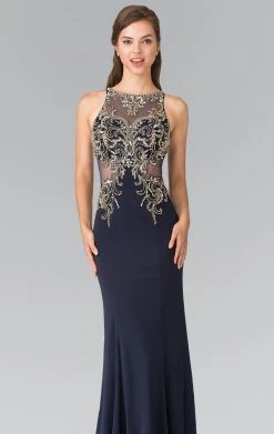 Elizabeth K - GL2329 Embellished Halter Long Gown