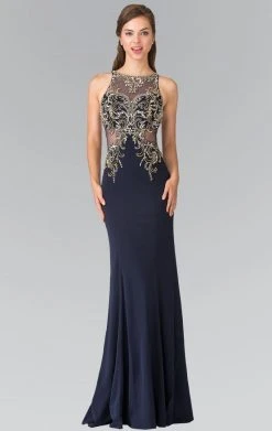 Elizabeth K - GL2329 Embellished Halter Long Gown