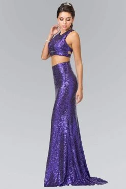 Formal Gowns Elizabeth K - GL2333 Mock Two-Piece Sequined Sheath Gown