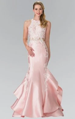 Elizabeth K - GL2356 Halter Ruffled Mermaid Gown Formal Gowns