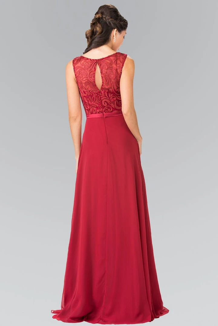 Elizabeth K - GL2364 Embroidered Illusion Top Chiffon A Line Dress Formal Gowns 13 Elizabeth K - GL2364 Embroidered Illusion Top Chiffon A Line Dress Formal Gowns