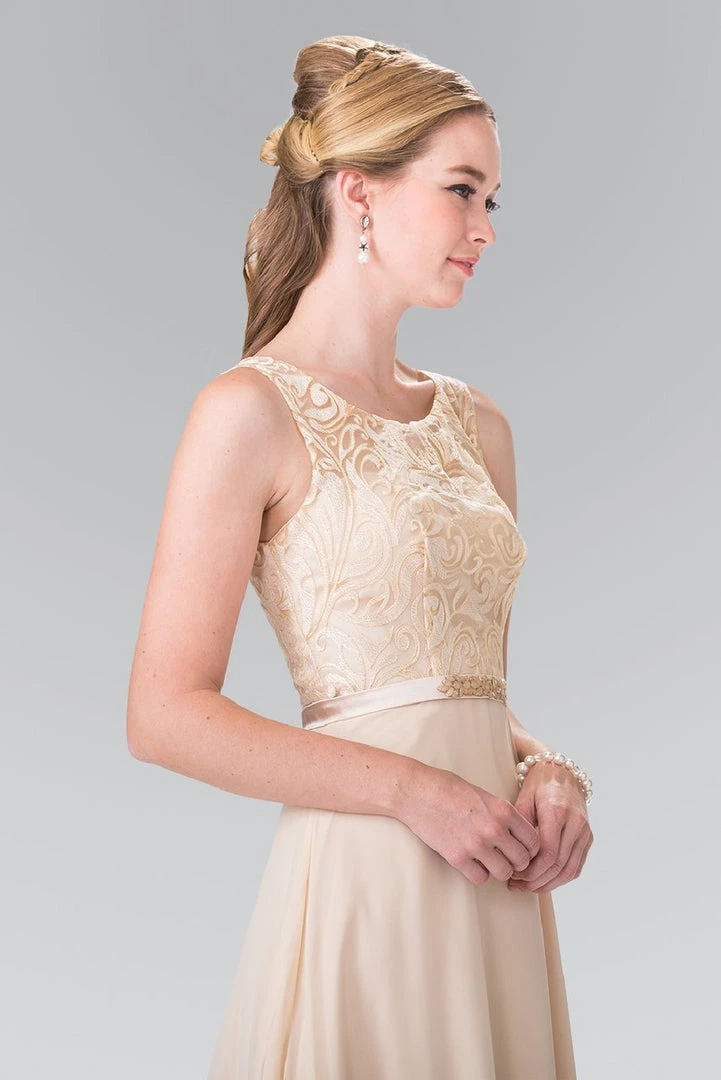 Elizabeth K - GL2364 Embroidered Illusion Top Chiffon A Line Dress Formal Gowns 9 Elizabeth K - GL2364 Embroidered Illusion Top Chiffon A Line Dress Formal Gowns