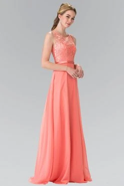 Elizabeth K - GL2364 Embroidered Illusion Top Chiffon A Line Dress Formal Gowns 18 Elizabeth K - GL2364 Embroidered Illusion Top Chiffon A Line Dress Formal Gowns