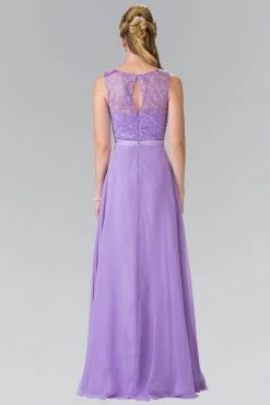 Elizabeth K - GL2364 Embroidered Illusion Top Chiffon A Line Dress Formal Gowns 16 Elizabeth K - GL2364 Embroidered Illusion Top Chiffon A Line Dress Formal Gowns
