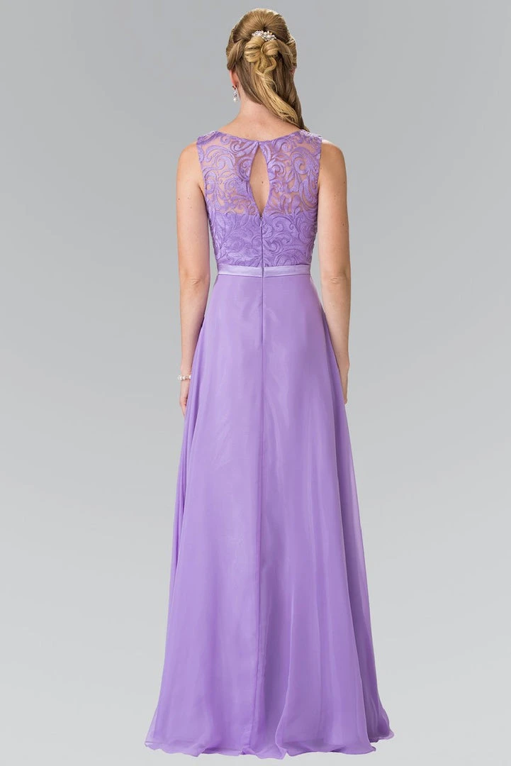 Elizabeth K - GL2364 Embroidered Illusion Top Chiffon A Line Dress Formal Gowns 4 Elizabeth K - GL2364 Embroidered Illusion Top Chiffon A Line Dress Formal Gowns