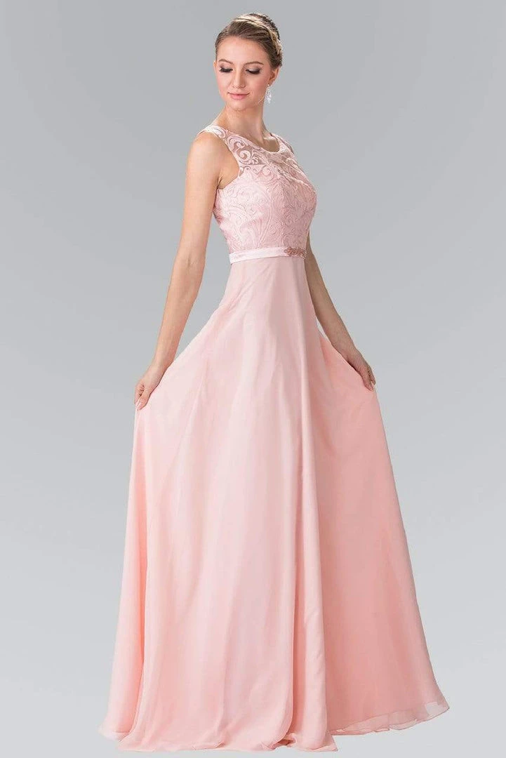 Elizabeth K - GL2364 Embroidered Illusion Top Chiffon A Line Dress Formal Gowns 11 Elizabeth K - GL2364 Embroidered Illusion Top Chiffon A Line Dress Formal Gowns