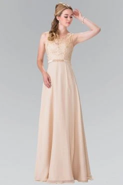 Elizabeth K - GL2364 Embroidered Illusion Top Chiffon A Line Dress Formal Gowns 20 Elizabeth K - GL2364 Embroidered Illusion Top Chiffon A Line Dress Formal Gowns