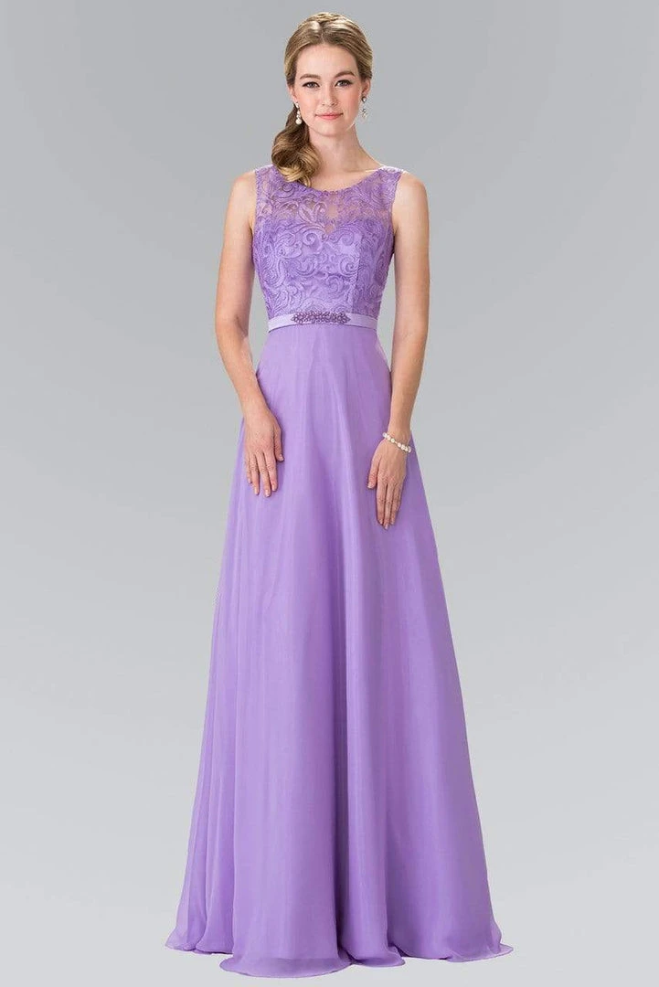 Elizabeth K - GL2364 Embroidered Illusion Top Chiffon A Line Dress Formal Gowns 3 Elizabeth K - GL2364 Embroidered Illusion Top Chiffon A Line Dress Formal Gowns