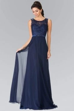 Elizabeth K - GL2364 Embroidered Illusion Top Chiffon A Line Dress Formal Gowns 26 Elizabeth K - GL2364 Embroidered Illusion Top Chiffon A Line Dress Formal Gowns