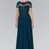 Elizabeth K - GL2406 Short Sleeve Illusion Lace Ornate Chiffon Gown Formal Gowns 1 Elizabeth K - GL2406 Short Sleeve Illusion Lace Ornate Chiffon Gown Formal Gowns