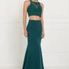 Formal Gowns Elizabeth K - GL2419 Embroidered Two Piece Halter Evening Dress