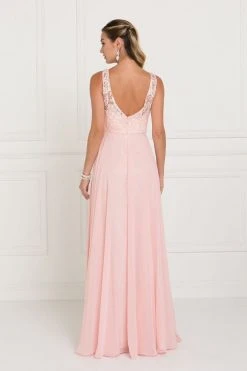 Formal Gowns Elizabeth K - GL2420 Jeweled Waist Lace A-Line Gown