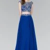 Elizabeth K - GL2422 Cap Sleeve Crystal Ornate Two-Piece Chiffon Gown