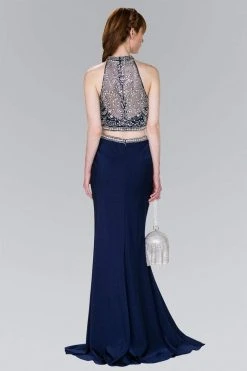 Elizabeth K - GL2424 Crystal Ornate Illusion High Neck Two-Piece Gown Formal Gowns