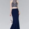 Elizabeth K - GL2424 Crystal Ornate Illusion High Neck Two-Piece Gown Formal Gowns