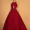 Formal Gowns Elizabeth K - GL2502 Embellished Halter Jacquard Ballgown 2 Formal Gowns Elizabeth K - GL2502 Embellished Halter Jacquard Ballgown