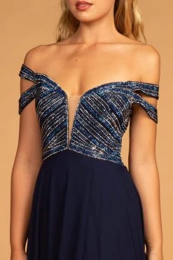 Elizabeth K - GL2527 Jeweled Bodice Plunging Off Shoulder Gown Formal Gowns 16 Elizabeth K - GL2527 Jeweled Bodice Plunging Off Shoulder Gown Formal Gowns