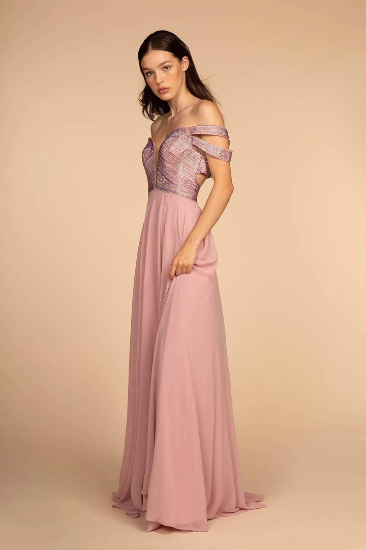 Elizabeth K - GL2527 Jeweled Bodice Plunging Off Shoulder Gown Formal Gowns 3 Elizabeth K - GL2527 Jeweled Bodice Plunging Off Shoulder Gown Formal Gowns