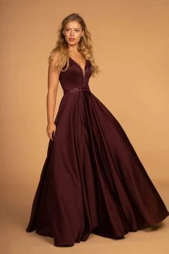 Elizabeth K - GL2532 Sleeveless Deep V-Neck Satin Ballgown Formal Gowns 14 Elizabeth K - GL2532 Sleeveless Deep V-Neck Satin Ballgown Formal Gowns