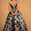 Formal Gowns Elizabeth K - GL2545 Embellished Floral Print Deep V-neck Ballgown 2 Formal Gowns Elizabeth K - GL2545 Embellished Floral Print Deep V-neck Ballgown