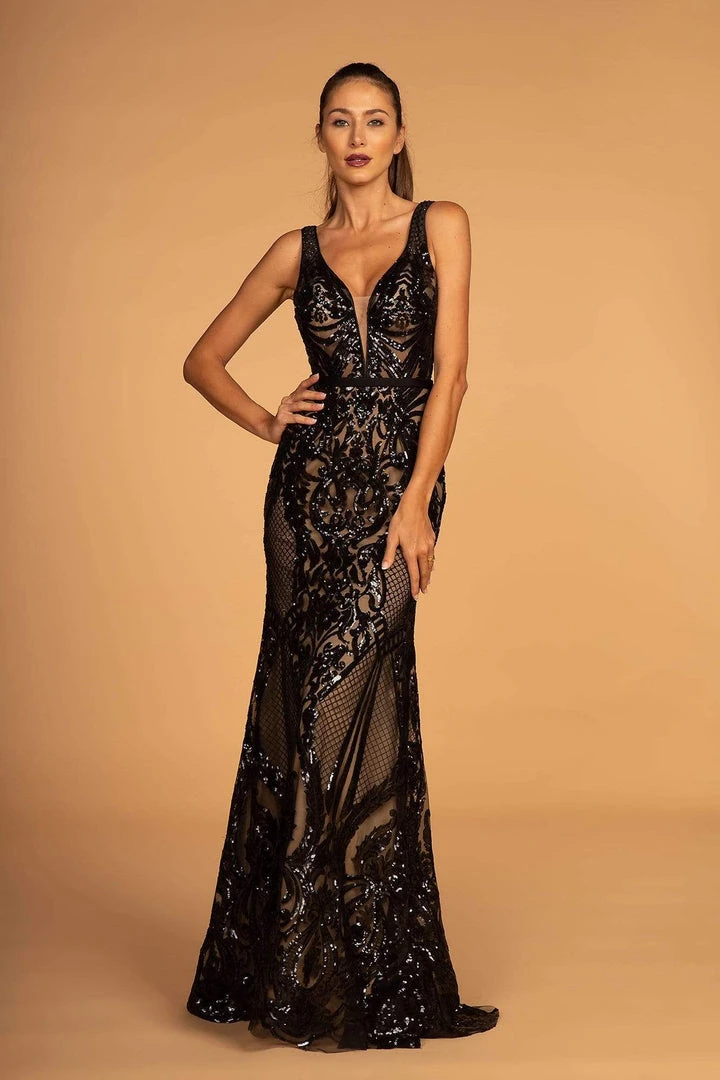 Formal Gowns Elizabeth K - GL2551 Beaded And Sequin Applique Nude Illusion Gown 3 Formal Gowns Elizabeth K - GL2551 Beaded And Sequin Applique Nude Illusion Gown