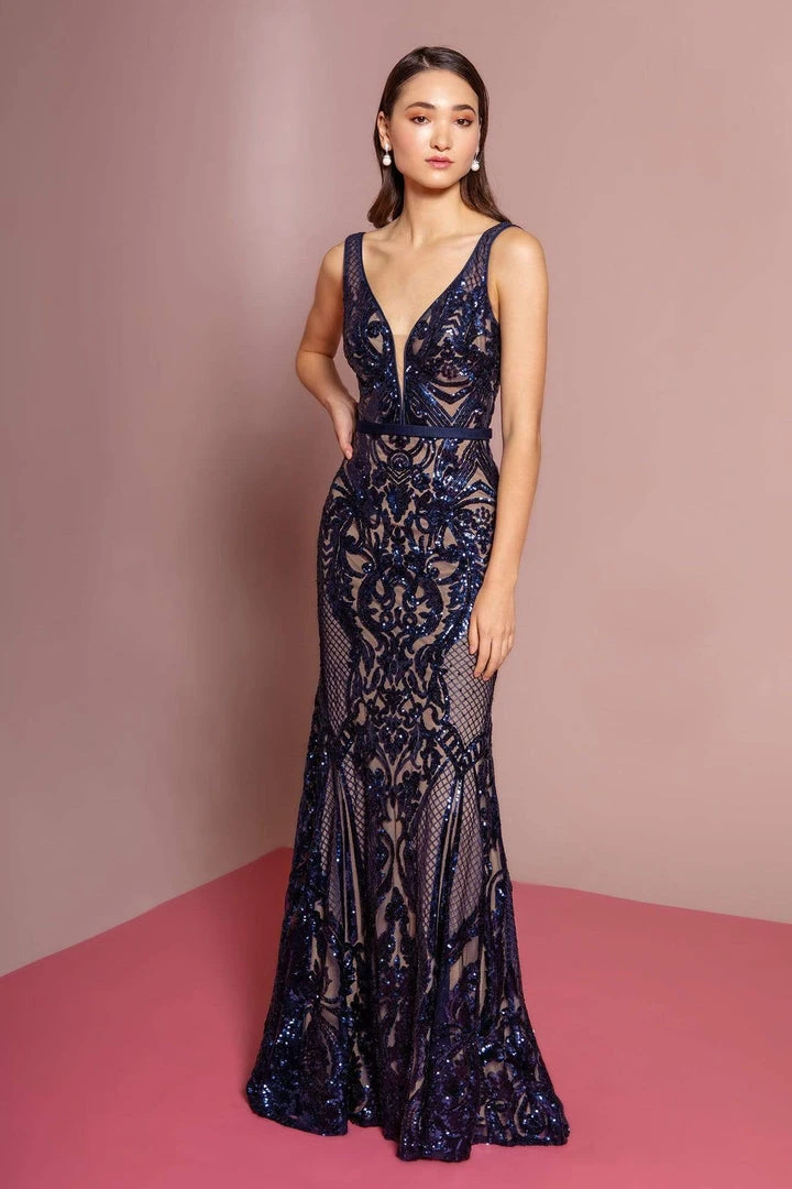 Formal Gowns Elizabeth K - GL2551 Beaded And Sequin Applique Nude Illusion Gown 10 Formal Gowns Elizabeth K - GL2551 Beaded And Sequin Applique Nude Illusion Gown